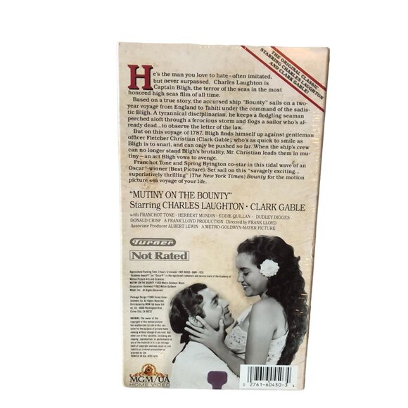 NEW - MUTINY ON THE BOUNTY VHS CLARK GABLE CHARLES LAUGHTON CLASSIC MGM UA - Picture 2 of 2